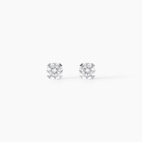 Boucles D'oreilles Puces Eddie Or Blanc Oxyde De Zirconium - Puces Femme | Marc Orian