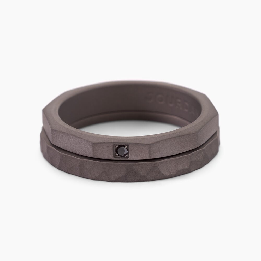 Bague Titane Gris Diamant - Bagues pierres pr&eacute;cieuses Homme | Marc Orian