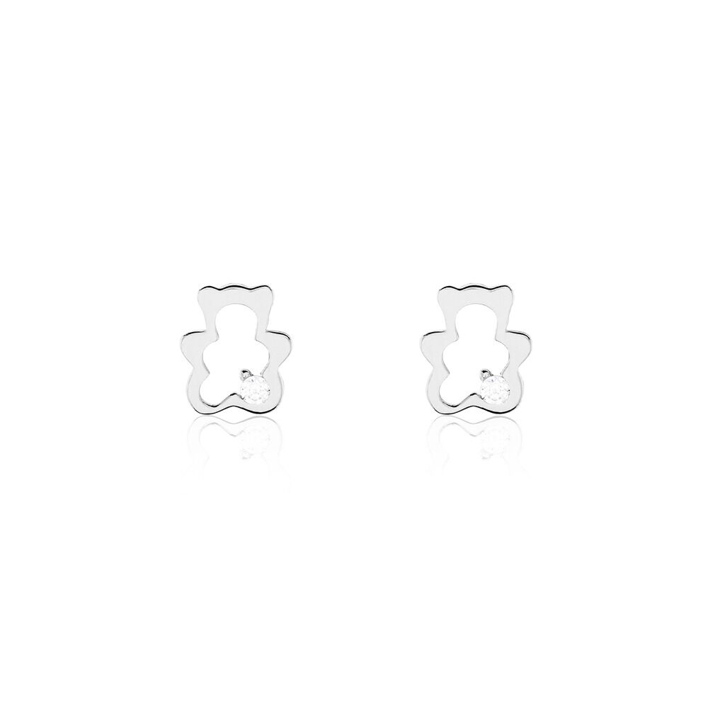Boucles D'oreilles Puces Baptista Ours Or Blanc Oxydes - Puces Enfant | Marc Orian