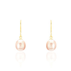 Boucles D'oreilles Pendantes Rose Or Jaune Perle De Culture - Boucles d'oreilles Pendantes Femme | Marc Orian