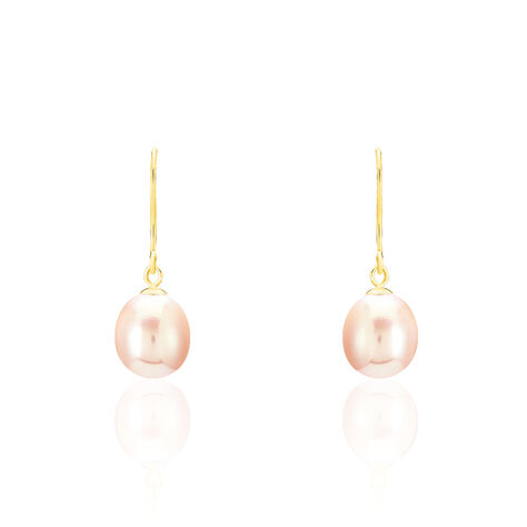 Boucles D'oreilles Pendantes Rose Or Jaune Perle De Culture - Boucles d'oreilles Pendantes Femme | Marc Orian