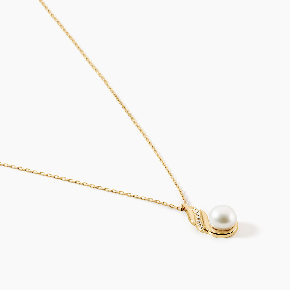 Collier Leta Or Jaune Perle De Culture Et Oxyde De Zirconium - Colliers avec pierres Femme | Marc Orian