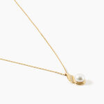 Collier Leta Or Jaune Perle De Culture Et Oxyde De Zirconium - Colliers avec pierres Femme | Marc Orian