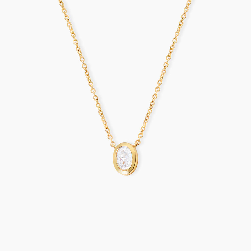 Collier Fadela Argent Dor&eacute; A L'Or 750/1000 Oxyde De Zirconium - Colliers avec pierres Femme | Marc Orian
