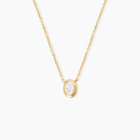 Collier Fadela Argent Dor&eacute; A L'Or 750/1000 Oxyde De Zirconium - Colliers avec pierres Femme | Marc Orian