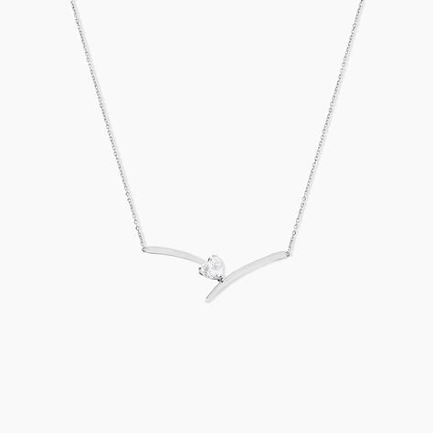 Collier Valeriana Or Blanc Oxyde De Zirconium - Colliers avec pierres Femme | Marc Orian