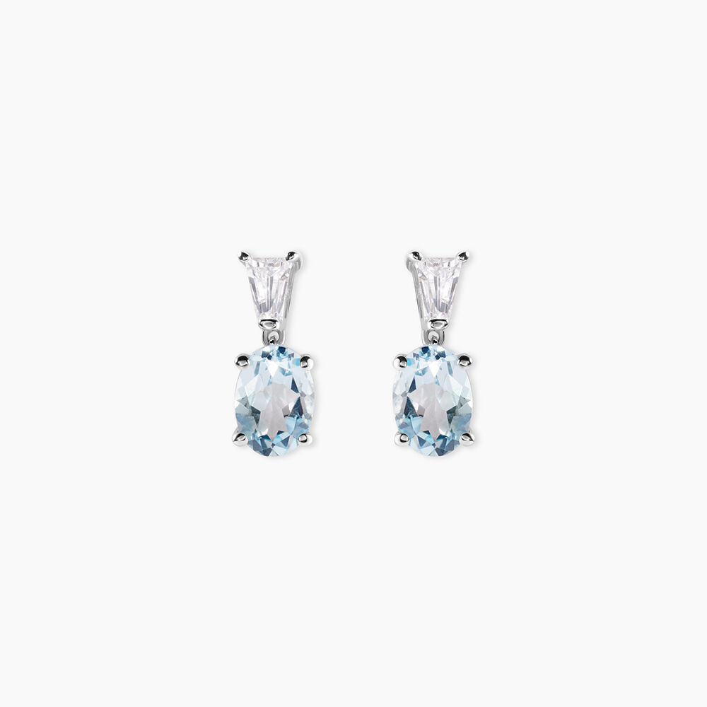 Boucles D'oreilles Puces Annchen Or Blanc Topaze Et Oxyde De Zirconium - Puces Femme | Marc Orian
