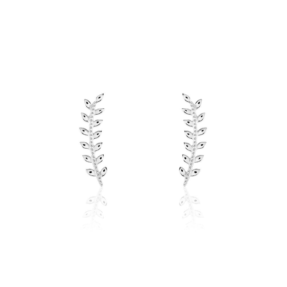 Boucles D'oreilles Grimpantes Folia Argent Blanc - Piercings d'oreilles Femme | Marc Orian