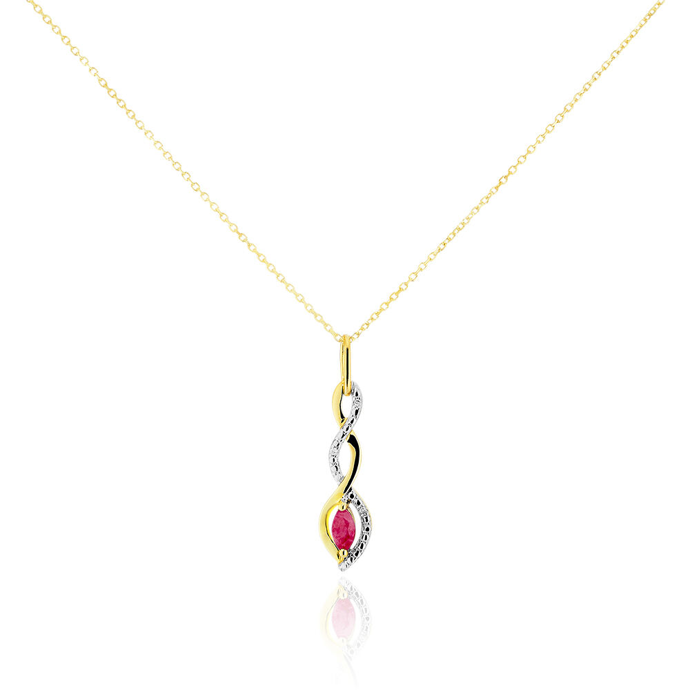 Collier Ondulation Or Bicolore Rubis Et Diamant - Colliers avec pierres Femme | Marc Orian