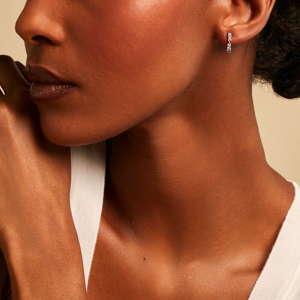 Boucles D'Oreilles Pendantes Dion Argent Blanc Oxyde De Zirconium - Pendantes Femme | Marc Orian