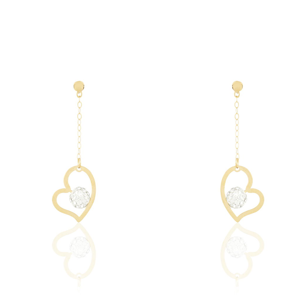 Boucles D'oreilles Pendantes Gwladys Or Jaune Strass - Pendantes Femme | Marc Orian