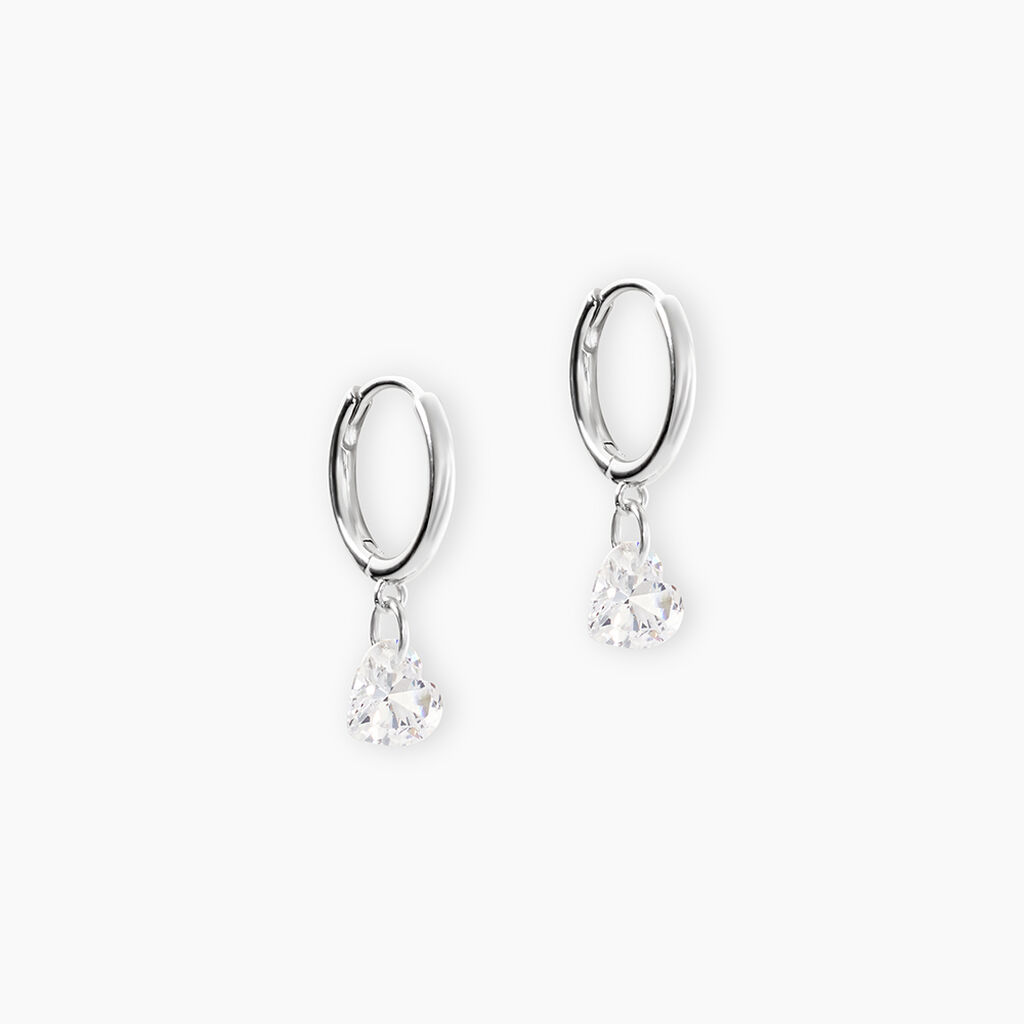 Cr&eacute;oles Shanel Argent Blanc Oxyde De Zirconium - Cr&eacute;oles Femme | Marc Orian
