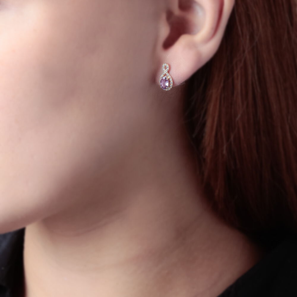 Boucles D'oreilles Pendantes Passion Or Jaune Amethyste Et Oxyde - Pendantes Femme | Marc Orian