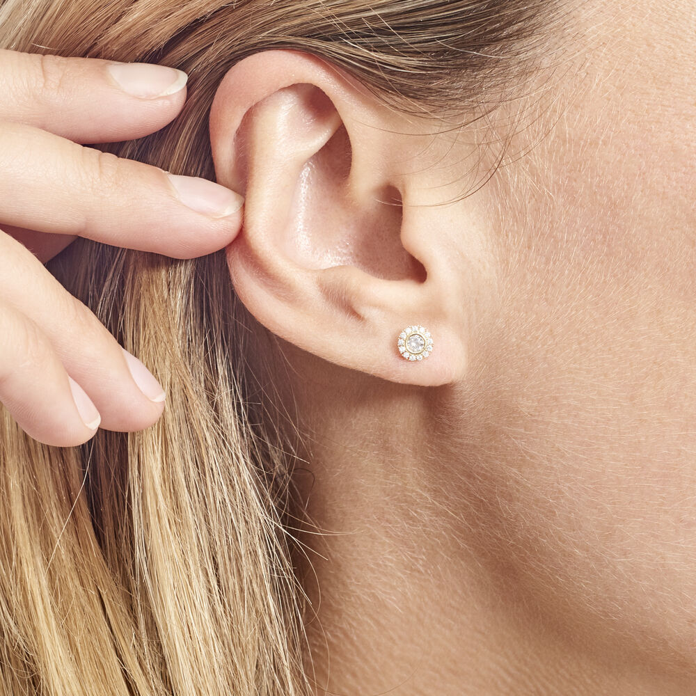 Boucles D'oreilles Or Jaune Vallie Oxydes - Puces Femme | Marc Orian