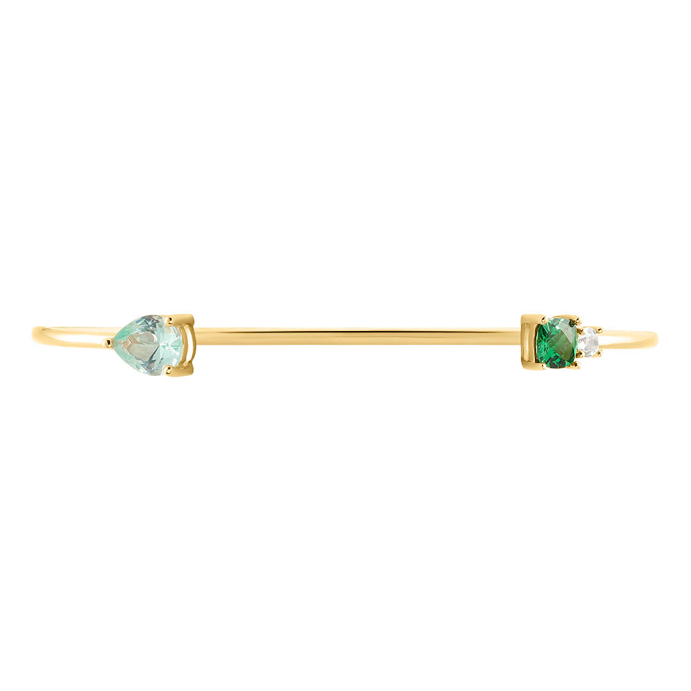 Bracelet Jonc Huffie Plaqué Or Jaune Pierre D'imitation - Bracelets joncs Femme | Marc Orian