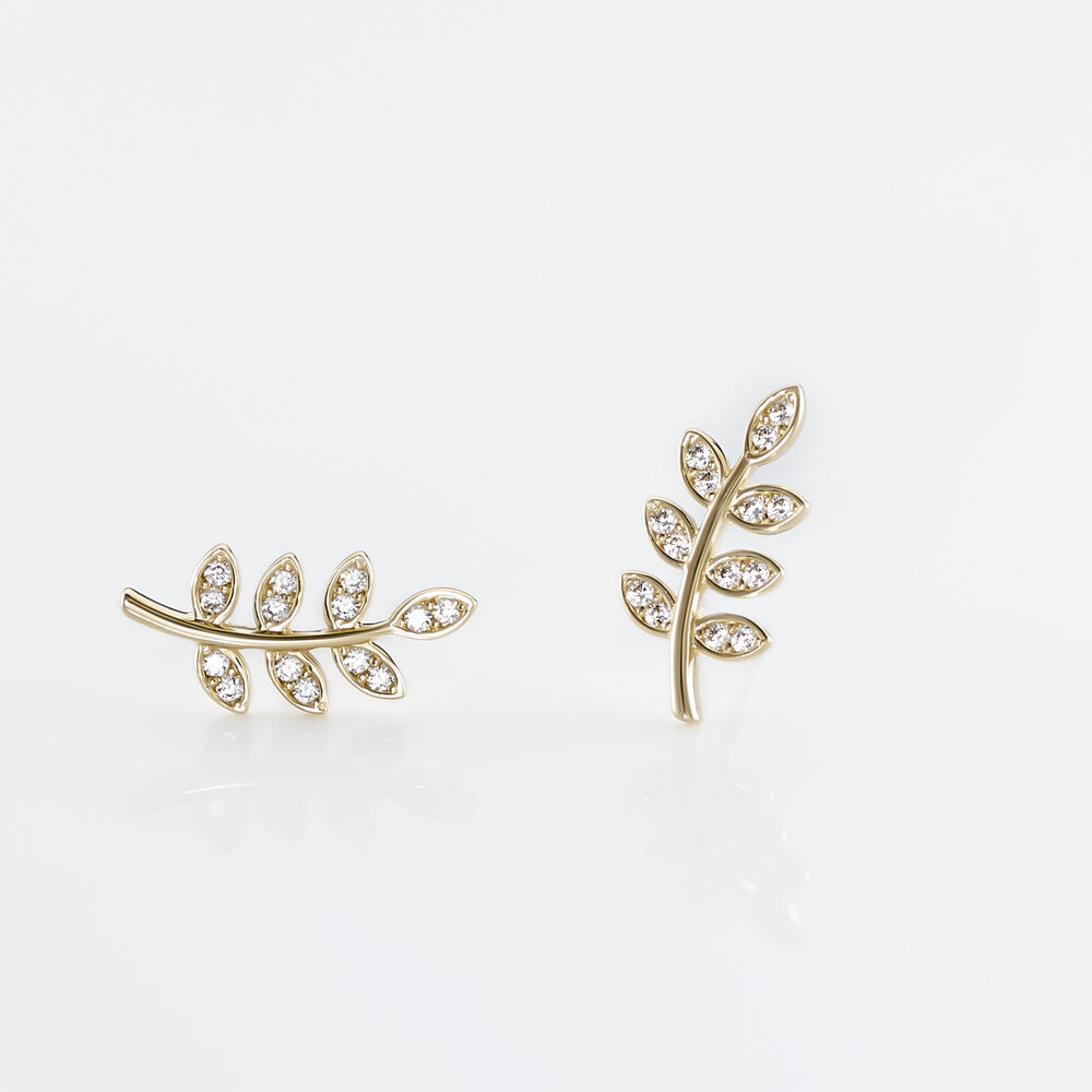 Boucles D'oreilles Puces Ael Or Jaune Oxyde De Zirconium - Puces Femme | Marc Orian