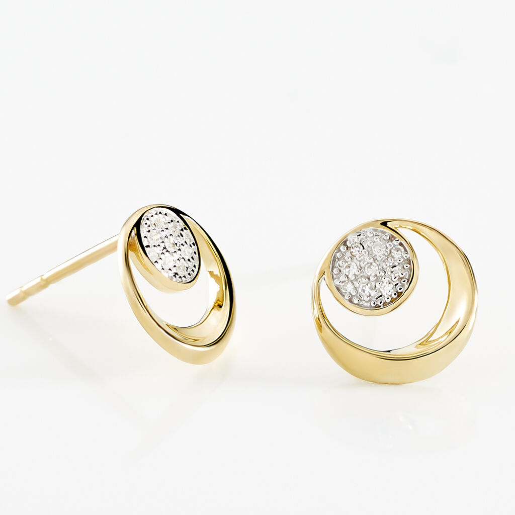 Boucles D'oreilles Puces Liana Or Jaune Diamant - Boucles d'oreilles pierres précieuses Femme | Marc Orian