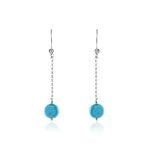 Boucles D'oreilles Pendantes Graziana Argent Blanc Turquoise - Pendantes Femme | Marc Orian