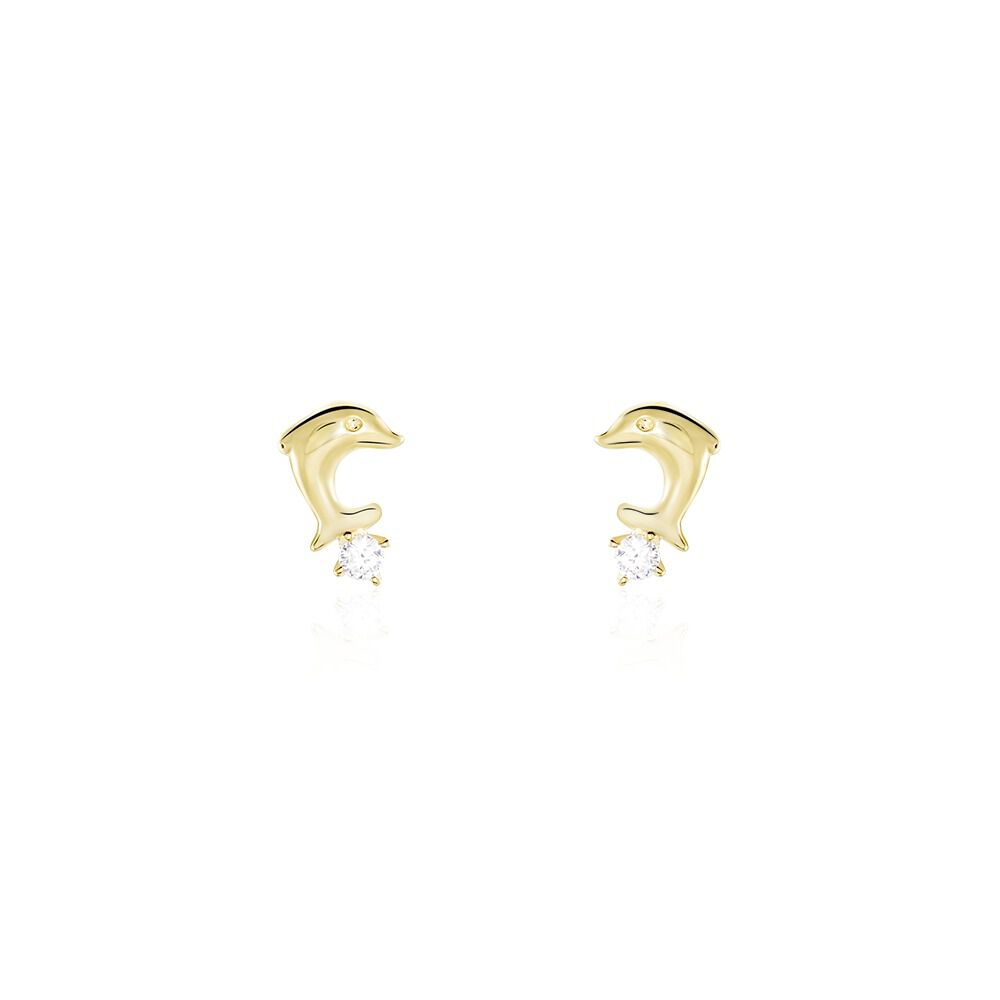 Boucles D'oreilles Puces Eleanor Dauphin Or Jaune Oxyde De Zirconium - Puces Enfant | Marc Orian