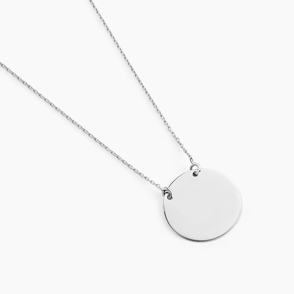 Collier Helenia Pastille Gravable Or Blanc - Bijoux personnalisés Enfant | Marc Orian