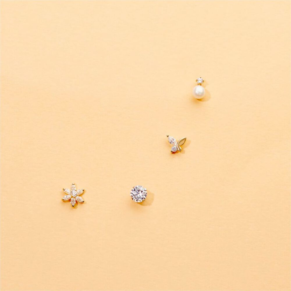 Boucles D'oreilles Puces Eddie Or Blanc Oxyde De Zirconium - Puces Femme | Marc Orian