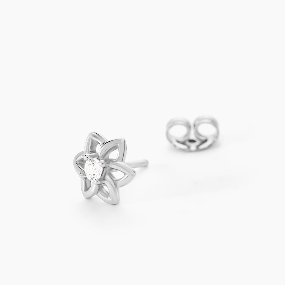 Boucles D'oreilles Puces Emiliette Argent Blanc Oxyde De Zirconium - Nouveautés Femme | Marc Orian