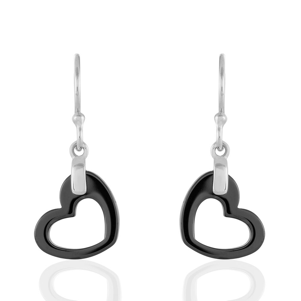 Boucles D'oreilles Pendantes Alena Argent Blanc Céramique Et Oxyde - Pendantes Femme | Marc Orian