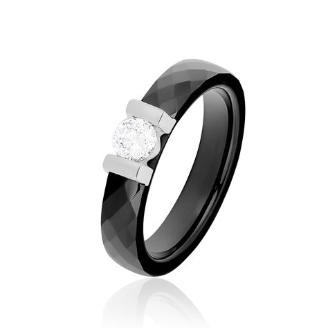 Bague Solitaire Ceramik Design Argent  Oxyde De Zirconium Et Céramique - Bagues de promesse Femme | Marc Orian