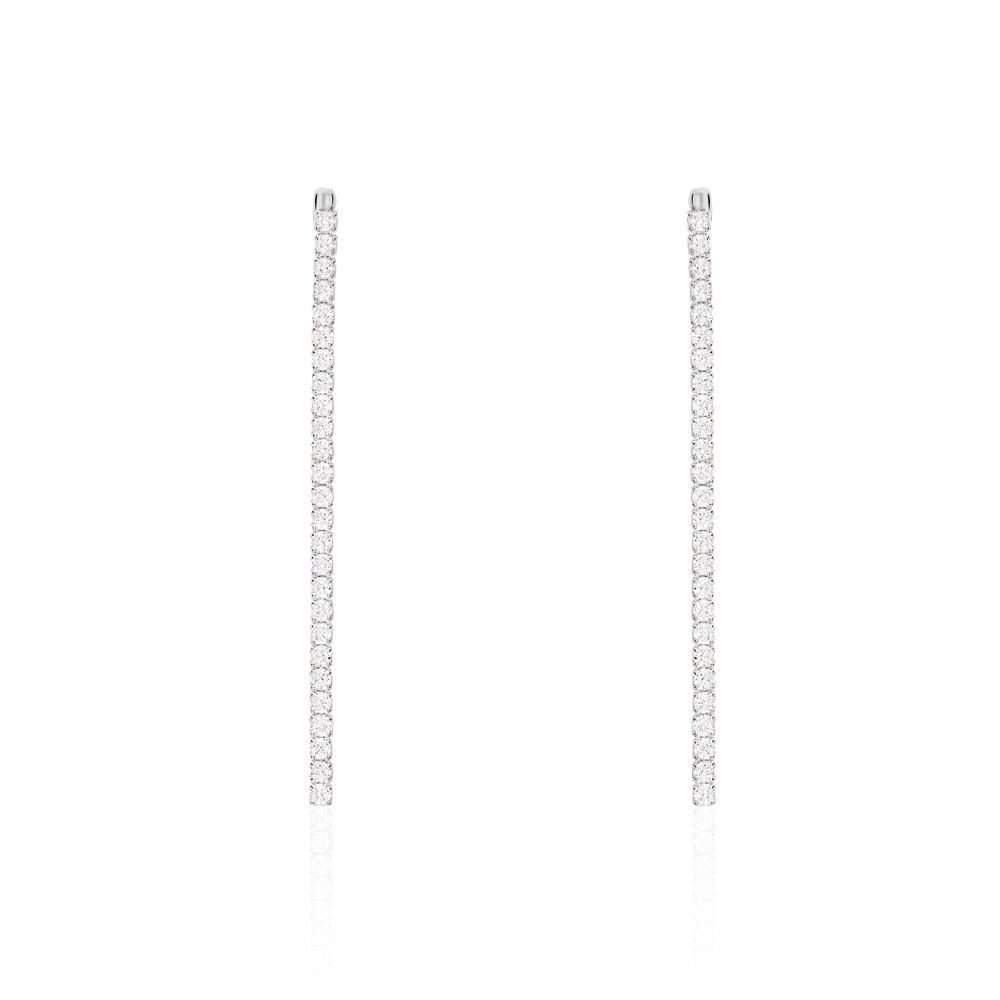 Boucles D'oreilles Pendantes Lou-anne Argent Blanc Oxyde De Zirconium - Pendantes Femme | Marc Orian