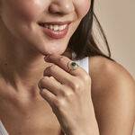 Bague Plaqu&eacute; Or Ilia Ronde Perle Pierre Verte - Bijoux fantaisie Femme | Marc Orian