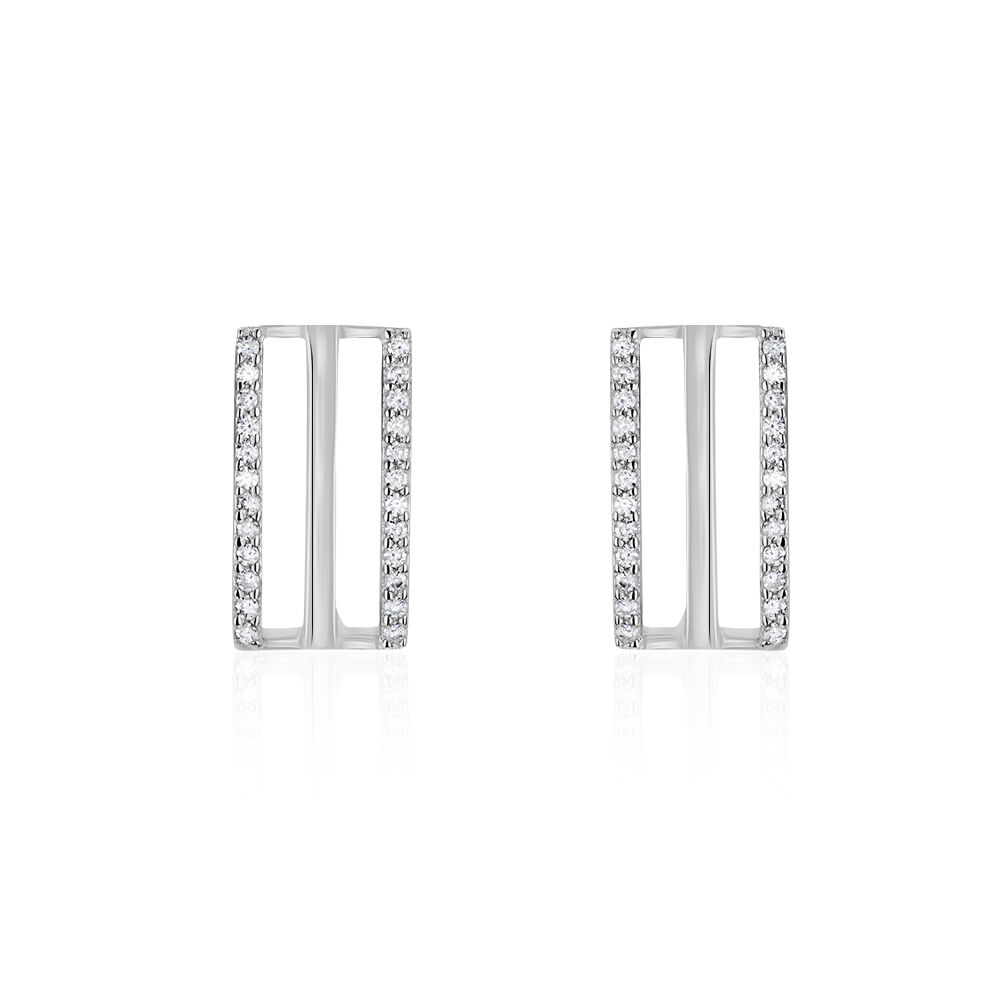 Boucles D'oreilles Pendantes Argent Blanc Oxyde De Zirconium - Pendantes Femme | Marc Orian