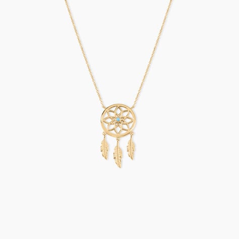 Collier Plaqué Or Jaune Attrape Rêves Turquoise - Colliers avec pierres Femme | Marc Orian
