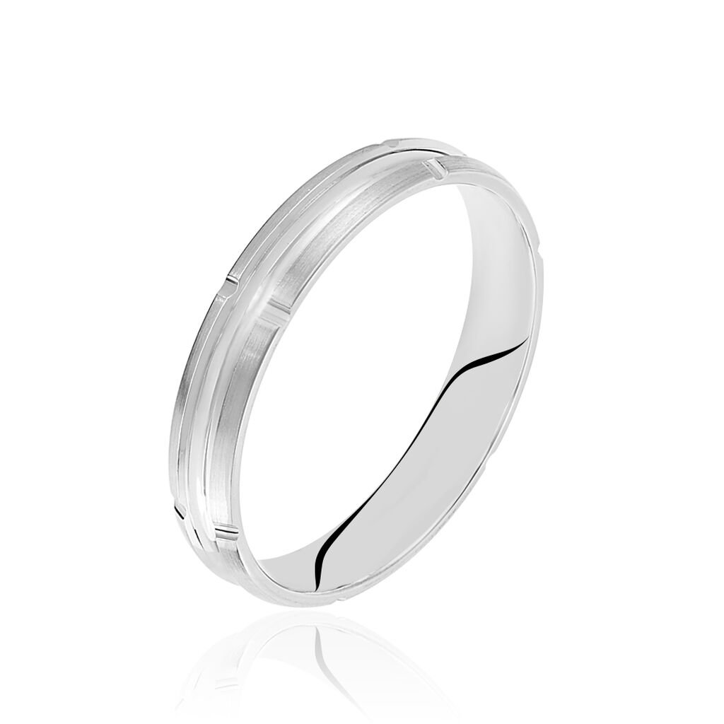 Alliance Fantaisie Mat Et Brillant Ruban Plat Palladium Blanc - Alliances personnalisées Homme | Marc Orian