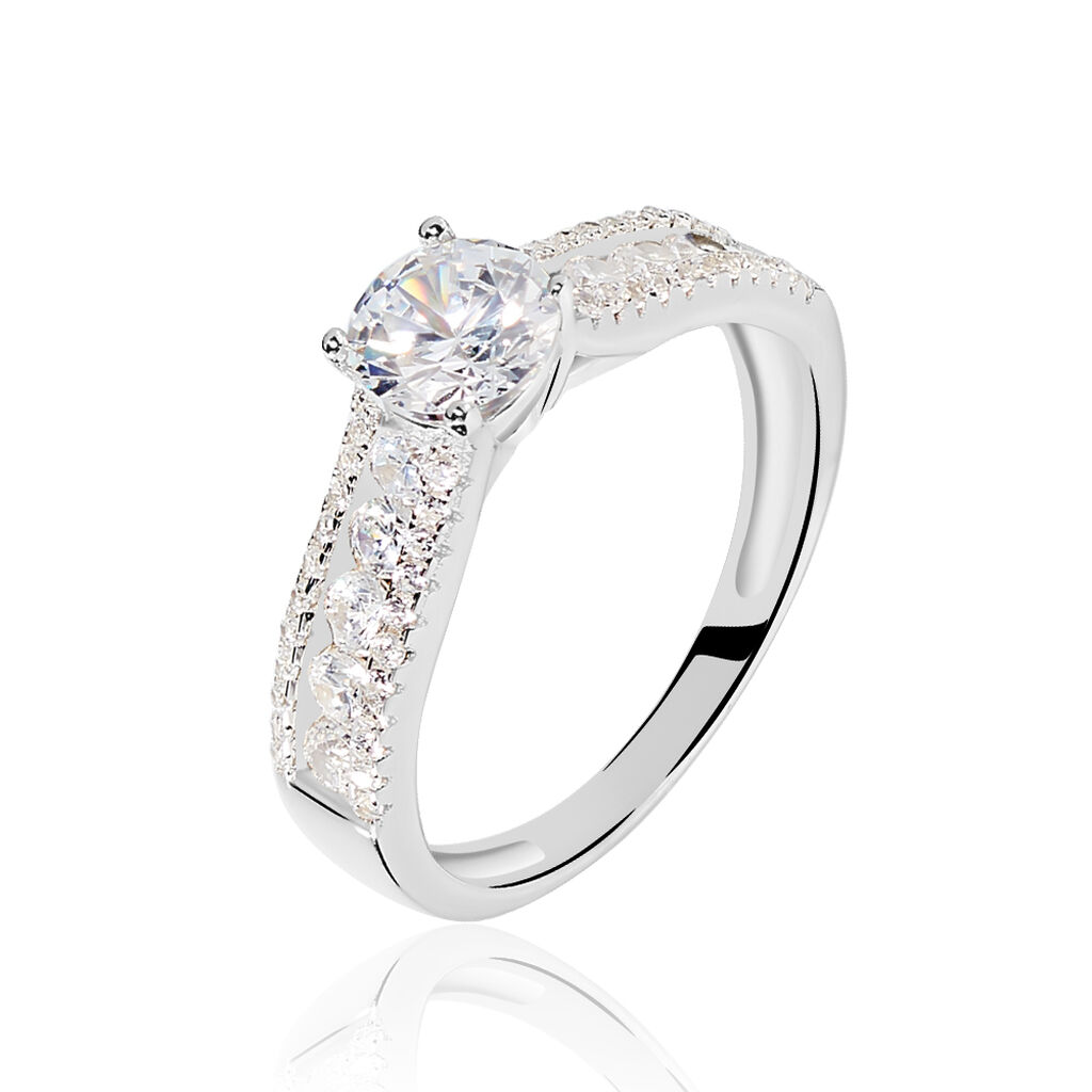 Bague Solitaire Hamane Argent Blanc Oxyde De Zirconium - Solitaires Femme | Marc Orian