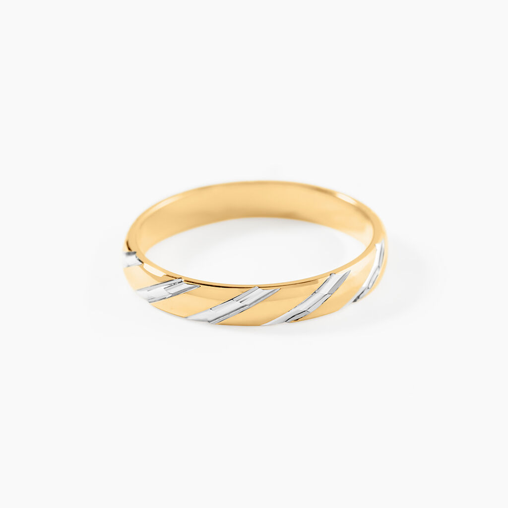 Alliance Strie Fantaisie Demi Jonc Classique Or Bicolore - Alliances duo Unisex | Marc Orian