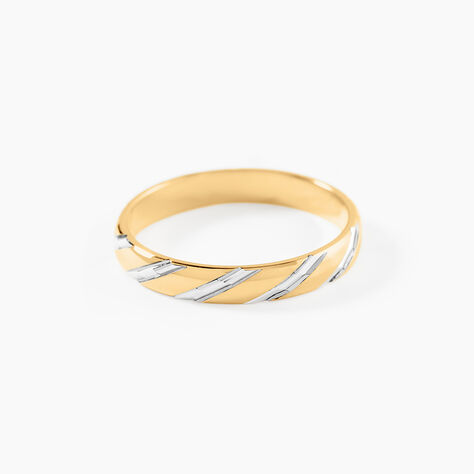 Alliance Strie Fantaisie Demi Jonc Classique Or Bicolore - Alliances duo Unisex | Marc Orian