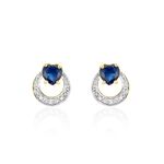 Boucles D'oreilles Puces Ambrosine Or Jaune Saphir Diamant - Puces Femme | Marc Orian