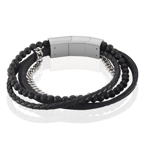 Bracelet Acier Blanc Juult Pierres De Lave - Bracelets cuir Homme | Marc Orian