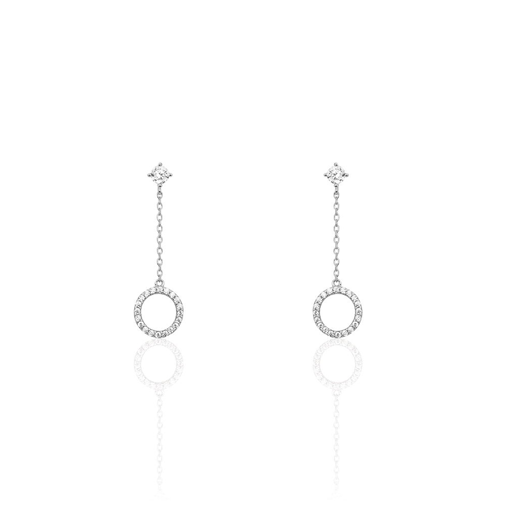 Boucles D'oreilles Pendantes Lim Or Blanc Oxyde De Zirconium - Pendantes Femme | Marc Orian
