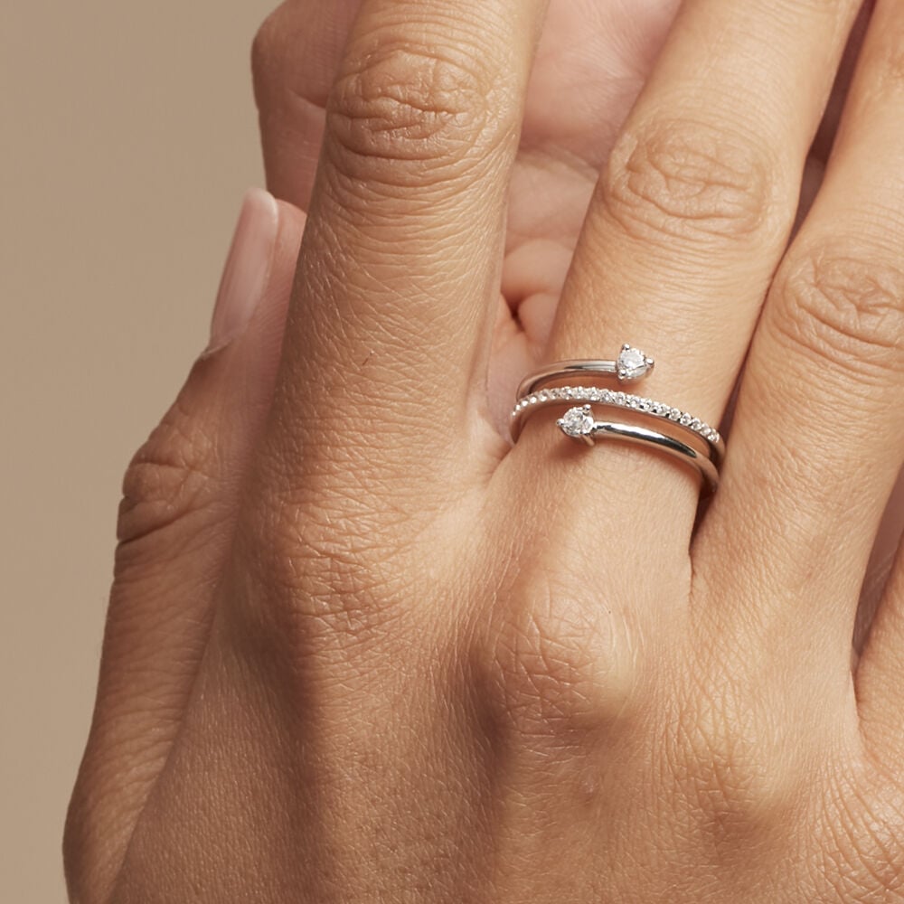 Bague Gait Argent Blanc Oxyde De Zirconium - Bagues avec pierre Femme | Marc Orian