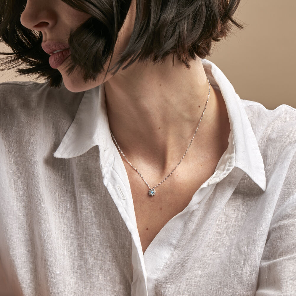 Collier Aurel Argent Blanc Turquoise Oxyde De Zirconium - Colliers avec pierres Femme | Marc Orian