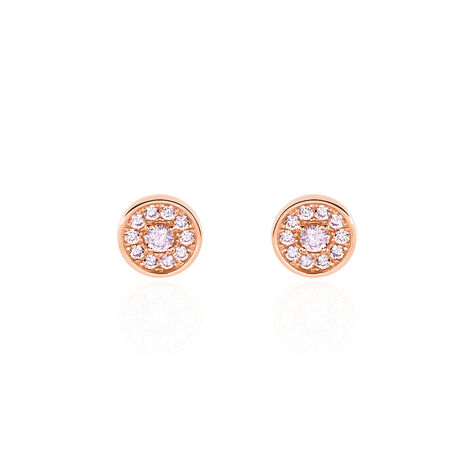 Boucles D'oreilles Puces Auxana Argent Rose Oxyde De Zirconium - Puces Femme | Marc Orian