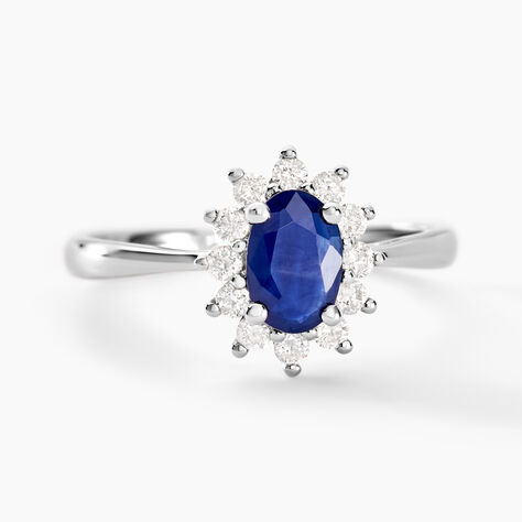 Bague Or Blanc Saphir Diamants - Solitaires Femme | Marc Orian
