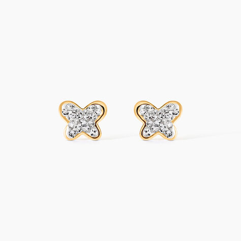 Boucles D'oreilles Puces Or Jaune Cercis Strass - Puces Enfant | Marc Orian