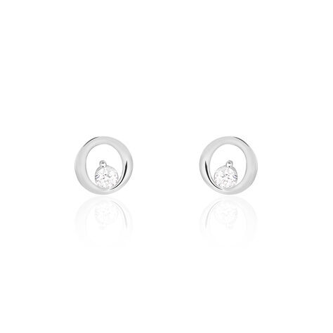 Boucles D'oreilles Puces Edmee Cercle Or Blanc Oxyde De Zirconium - Puces Femme | Marc Orian