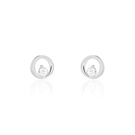 Boucles D'oreilles Puces Edmee Cercle Or Blanc Oxyde De Zirconium - Clous d'oreilles Femme | Marc Orian