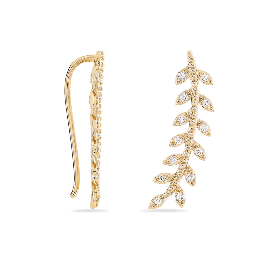 Boucles D'oreilles Grimpantes Fabrizia Plaqu&eacute; Or Jaune Oxyde - Piercings d'oreilles Femme | Marc Orian