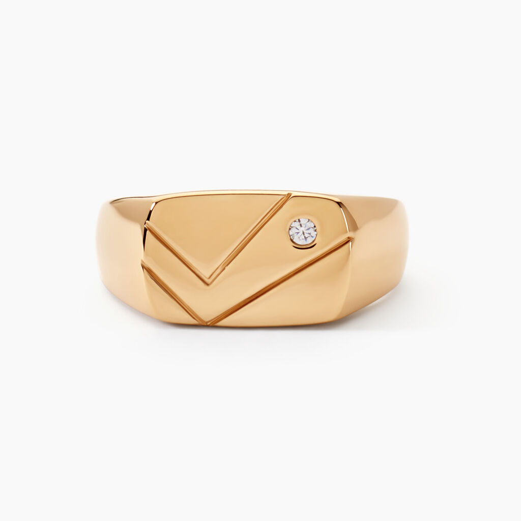 Chevali&egrave;re Plaqu&eacute; Or Jaune Gyorgy Oxyde De Zirconium - Solitaires Homme | Marc Orian