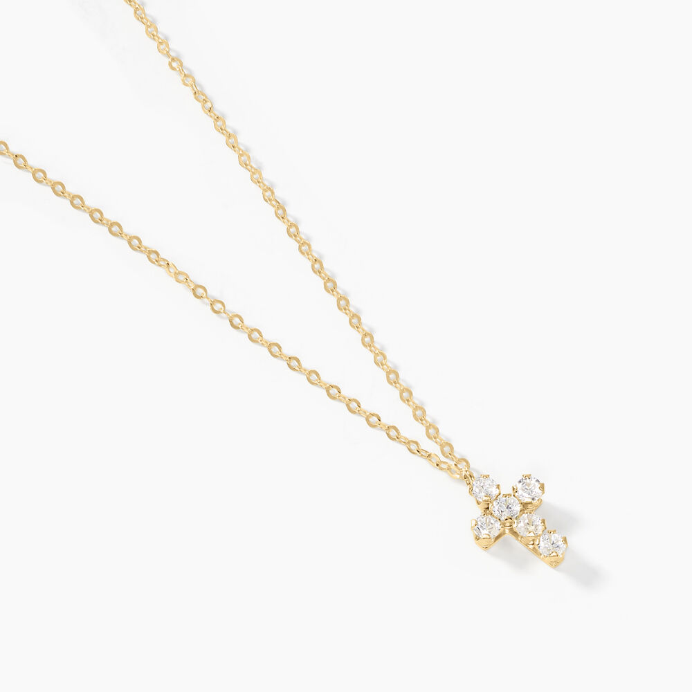 Collier Canice Croix Or Jaune Oxyde De Zirconium - Colliers avec pierres Famille | Marc Orian