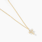 Collier Canice Croix Or Jaune Oxyde De Zirconium - Colliers avec pierres Famille | Marc Orian